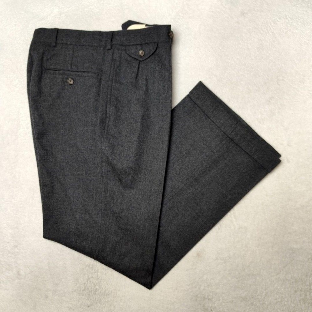 Vintage Corbin Pants Mens 34x31 Gray Flannel Wool Pleated Cuffed Lined 80s USA